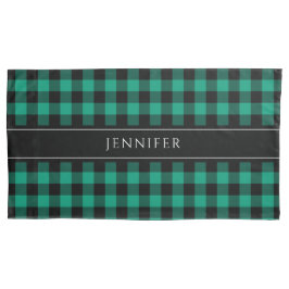Green & Black Gingham Kariert Bauernhof Muster Nam Kissenbezug