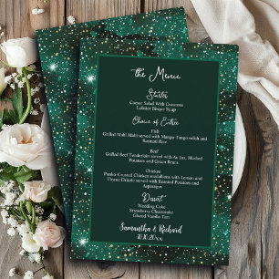Green Black Glitzer 12x18" Hochzeitsmenü Menükarte