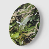 Green Black Gold Abstrakt ohne Zahlen Große Wanduhr (Winkel)