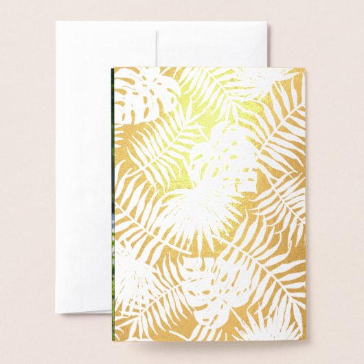 Green Black Gold Palm Blätter Einladung Hochzeit (Rückseite mit Umschlag)