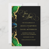 Green Black Gold Wedding Save the Date (Vorderseite)