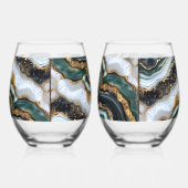 Green Black Gold White Geode Weinglas Ohne Stiel (Links)