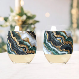 Green Black Gold White Geode Weinglas Ohne Stiel