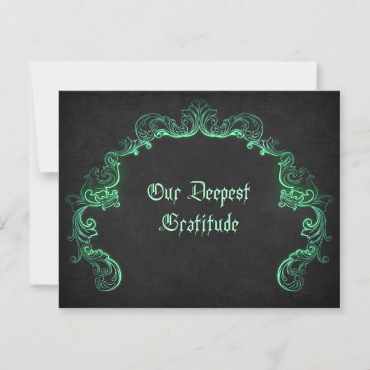Green Black Gothic Wedding Dankeskarte (Vorderseite)