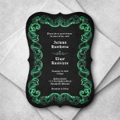 Green Black Gothic Wedding Einladung