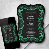 Green Black Gothic Wedding Einladung