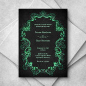 Green Black Gothic Wedding Einladung