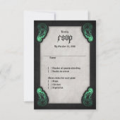 Green Black Gothic Wedding RSVP Karte (Vorderseite)
