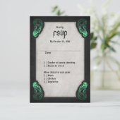 Green Black Gothic Wedding RSVP Karte (Stehend Vorderseite)