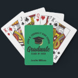 Green Black Graduate Custom Graduation Spielkarten<br><div class="desc">This modern green and black custom senior graduate playing cards deck features classy typography of your high school or college name for the class of 2026. Customize with your graduating year under the chic handwritten script and grad cap for a great personalized graduation party favor.</div>