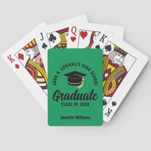 Green Black Graduate Custom Graduation Spielkarten (Rückseite)