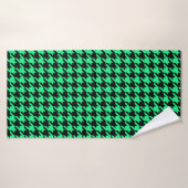 Green Black Hahnentrittmuster Karo Badehandtuch (Badehandtuch)