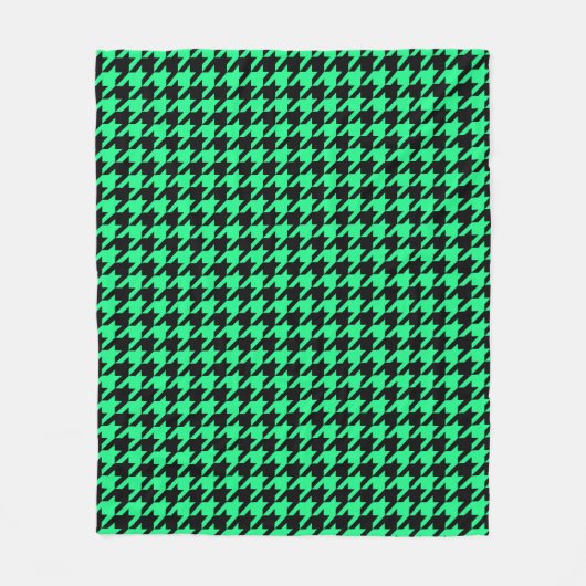 Green Black Hahnentrittmuster Karo Fleecedecke (Vorderseite)