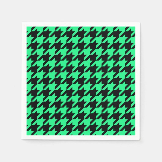 Green Black Hahnentrittmuster Karo Serviette (Vorderseite)