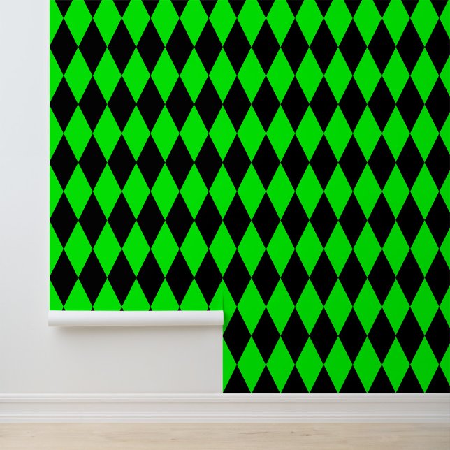 Green Black Harlequin Diamonds Checkers Design  Tapete (Von Creator hochgeladen)