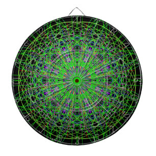 Green Black Kaleidoscope Mandala Art Dartscheibe