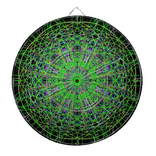 Green Black Kaleidoscope Mandala Art Dartscheibe (vorne)