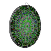 Green Black Kaleidoscope Mandala Art Dartscheibe (Vorderseite Links)