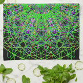 Green Black Kaleidoscope Mandala Art Geschirrtuch (Gefaltet)