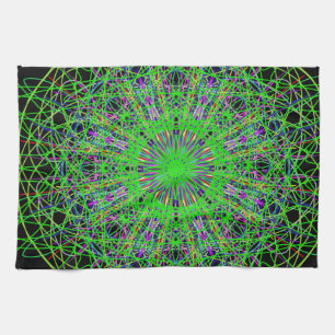 Green Black Kaleidoscope Mandala Art Geschirrtuch