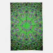 Green Black Kaleidoscope Mandala Art Geschirrtuch (Vertikal)