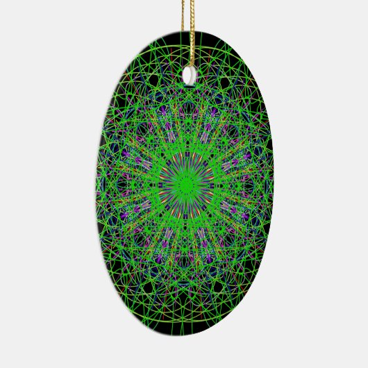 Green Black Kaleidoscope Mandala Art Keramik Ornament (Rechts)