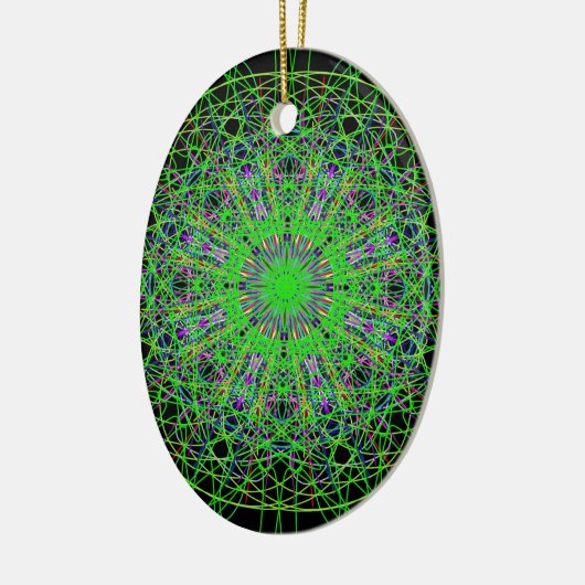 Green Black Kaleidoscope Mandala Art Keramik Ornament (Links)