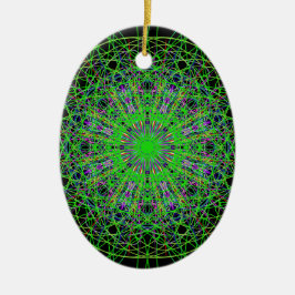 Green Black Kaleidoscope Mandala Art Keramik Ornament