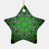 Green Black Kaleidoscope Mandala Art Keramikornament (Vorne)