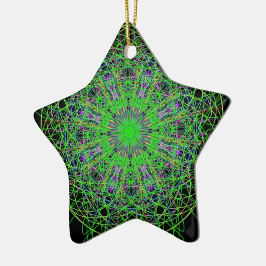 Green Black Kaleidoscope Mandala Art Keramikornament (Links)