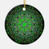 Green Black Kaleidoscope Mandala Art Keramikornament (Vorne)