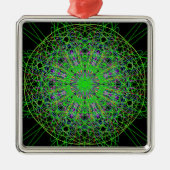Green Black Kaleidoscope Mandala Art Ornament Aus Metall (Vorne)