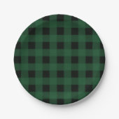 Green Black Kariert Buffalo Schachbrett Pattern Pappteller (Vorderseite)