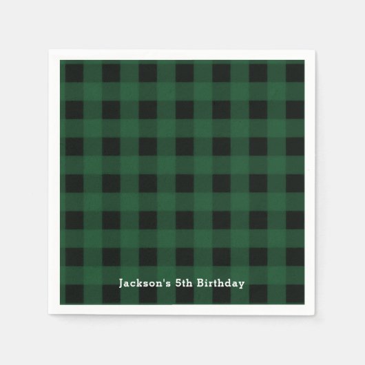 Green Black Kariert Buffalo Schachbrett Pattern Serviette (Vorderseite)