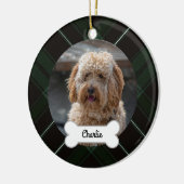 Green Black Kariert Custom Pet Puppy Dog Foto Keramik Ornament (Links)