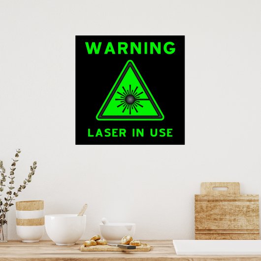 Green & Black Laser Warn Poster (Küche)
