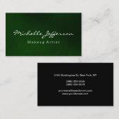 Green Black Makeup Artist Script Business Card Visitenkarte (Vorne/Hinten)