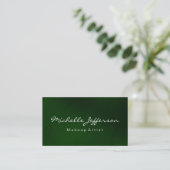 Green Black Makeup Artist Script Business Card Visitenkarte (Stehend Vorderseite)