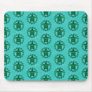 Green Black Maori Sun Symbol Tribal Turtles Mousepad