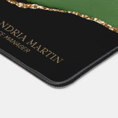 Green Black Marble Agate Gold Name Titel Schreibtischunterlage (Ecke)