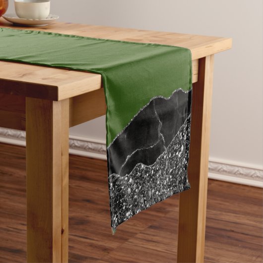 GREEN BLACK MARBLE AGATE Table Runner Kurzer Tischläufer (Beispiel)