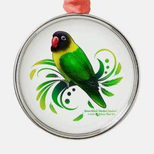 Green Black Masked Lovebird Ornament Aus Metall