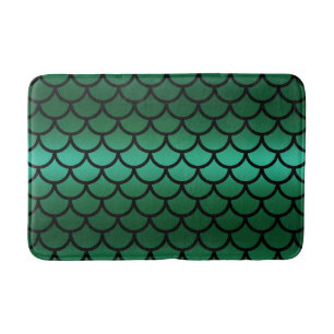 Green & Black Mermaid Scales Fantasy Fish Badematte
