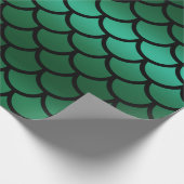 Green & Black Mermaid Scales Fantasy Fish Geschenkpapier (Ecke)