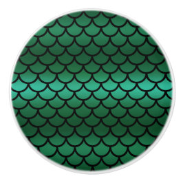 Green & Black Mermaid Scales Fantasy Fish Keramikknauf