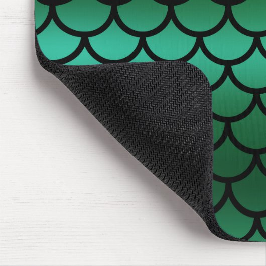 Green & Black Mermaid Scales Fantasy Fish Mousepad (Ecke)