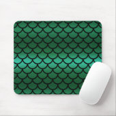 Green & Black Mermaid Scales Fantasy Fish Mousepad (Mit Mouse)