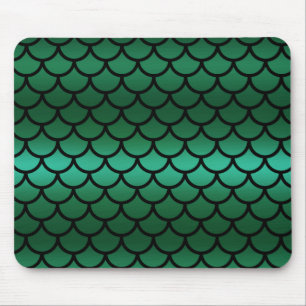 Green & Black Mermaid Scales Fantasy Fish Mousepad