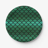 Green & Black Mermaid Scales Fantasy Fish Pappteller (Vorderseite)