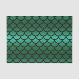 Green & Black Mermaid Scales Fantasy Fish Seidenpapier